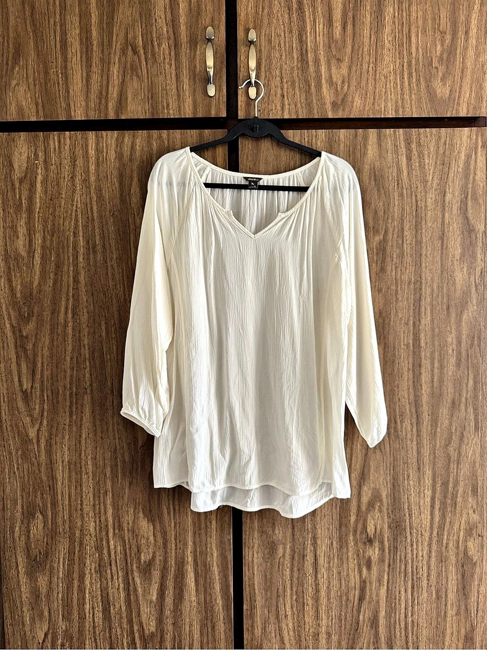 Eddie Bauer Rayon Tunic in White Size Medium Like New